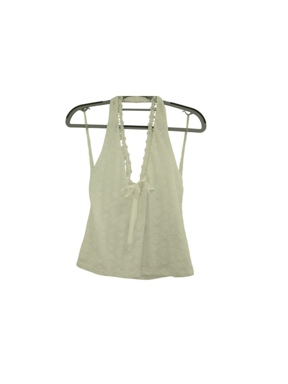 NWT Wild Fable Floral Lace Inset Scarf Halter Top Tie Front Sz S White Boho